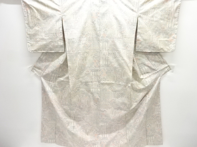 JAPANESE KIMONO / OSHIMA TSUMUGI (5 maruki) / WOVEN ABSTRACT PATTERN 